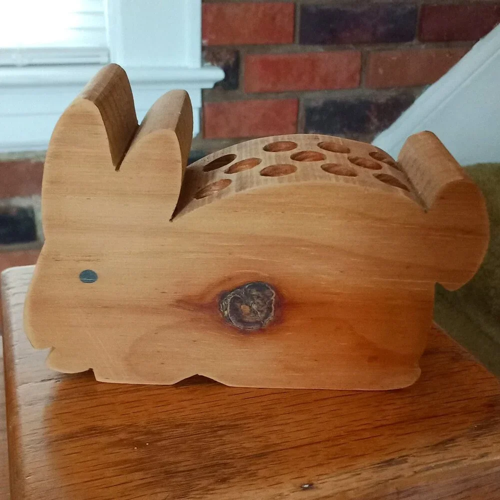 Wood Bunny Pencil Holder